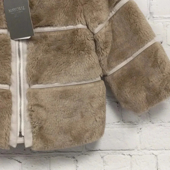 NWT Mayoral Girl 2T Zip Faux Fur Brown Jacket - Picture 2 of 5